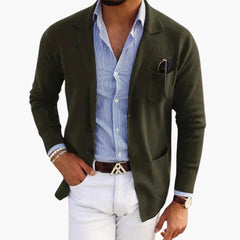 Herren Cardigan Blazer – Elegante Strickjacke für Männer in Dunkelgrün