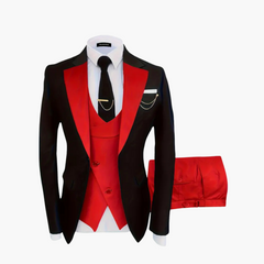 Eleganter Hochzeitsanzug - Herren 3-teilig für festliche Gäste in Rot