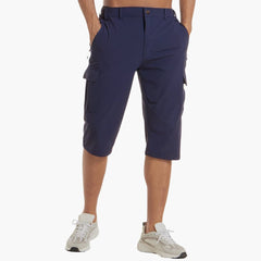 Herren Sommer Cargoshorts mit Stretchstoff und Reißverschlusstaschen in Dunkelblau