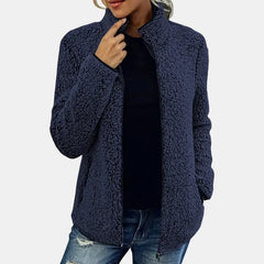 Claudia | Damen Lässige Reißverschluss Fleecejacke in Dunkelblau