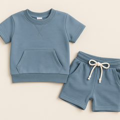 Snuglii - Weiches und bequemes Set für Kinderkleidung in Staubblau