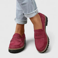 Michaela | Damen Slip-On Chunky Loafer Schuhe in Rot
