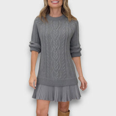 Valentina – Strickkleid mit Tüllsaum in Grau