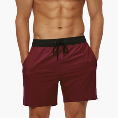 Schnelltrocknende Stretchshorts für Herren - Ideal für Sport & Freizeit in Dunkelrot schwarz