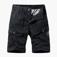 Herren Sommer Cargoshorts mit Reißverschlusstaschen und Kordelzug in Schwarz
