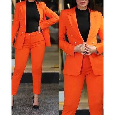Zweireihiges Set aus Blazer und Hose für Frauen
