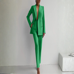 Elke | Damen Zweiteiler Blazer Hosen Set in Dunkelgrün