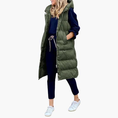 Damen Weste mit Kapuze und Steppdesign sowie Seitentaschen