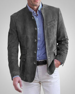 Paulex | Herren Klassischer Stehkragen Blazer in Grau