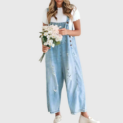 Yuna - Jumpsuit mit Vintage-Waschung in Hellblau