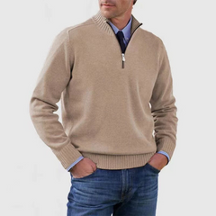 Pullover Herren Half Zip Modern | Warm Komfort Freizeit in Beige