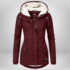 Winterjacke Damen mit Kapuze | Gefütterte Übergangsjacke in Rot
