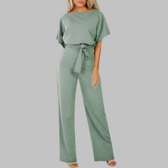 Amber | Damen Overall Fledermausärmel Bindegürtel Weites Bein in Mintgrün