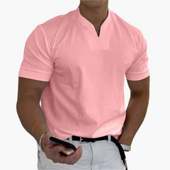 Slim Fit Shirt für Herren – Kurzarm mit V-Ausschnitt Style in Rosa