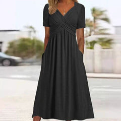 Alma® - V-Ausschnitt Schmeichelndes Kleid in Schwarz