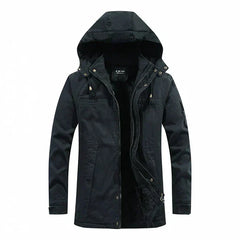 Gefütterte Fleecejacke Outdoor Parka in Schwarz