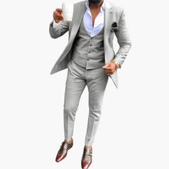 Herren Anzugset mit Weste und atmungsaktivem Blazer in Grau