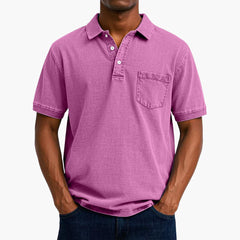 Poloshirt Klassisches - Kurzarmshirt für Herren mit Tasche in Rosa