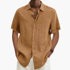 Freizeithemd für Herren - Kurzarm mit Knopfleiste, Sommerlich in Khaki