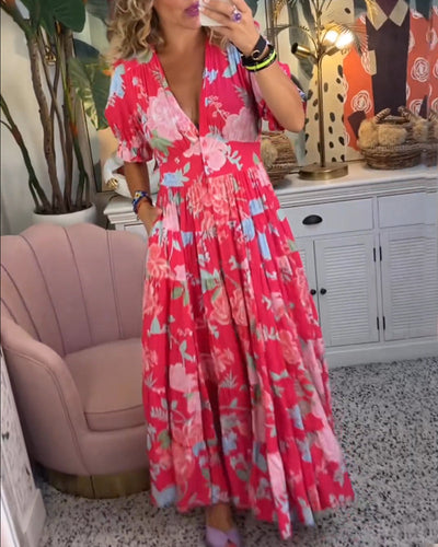 Anni - Blumenkleid - A-Linie - Puffärmel