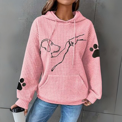 Damen Pullover | Kapuzenpullover mit Aufdruck in Rosa