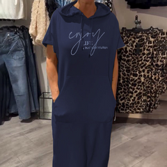 LORAVINE - Kapuzen Freizeitkleid in Tiefblau