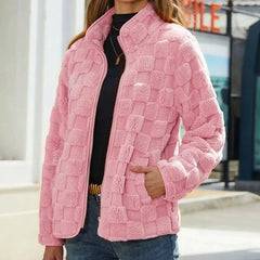 Valentine - Karierte Winterjacke für Damen in Rosa