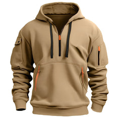 Burton - Moderner Hoodie mit halbem Reißverschluss in Khaki