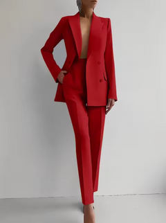 Mariza – Blazer und Bundfaltenhose-Set in Rot