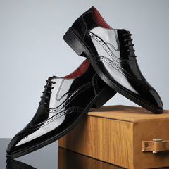 Farlon - Oxford-Brogue-Schuhe in Schwarz