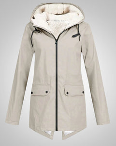 Melanie | Damen Gefütterte Reißverschluss Regenjacke in Beige
