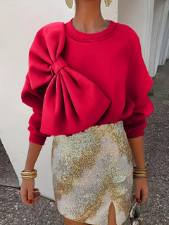 Rike | Elegantes Sweatshirt mit Großem Schleifen-Detail in Rot