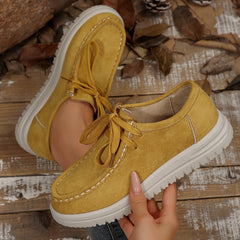 Damen Vintage Schnür-Mokassinschuhe in Gelb