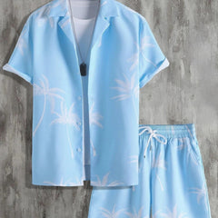 Felix | Herren Tropical Sommerhemd Shorts Set in Blau