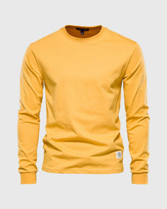 Eric | Herren Casual Slim Fit Langarm T-Shirt in Gelb