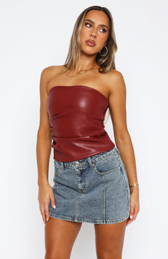 LAETITIA I ELEGANTES LEDER-TANKTOP in Rot
