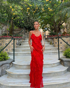 Zara - Kleid mit Rüschen in Rot