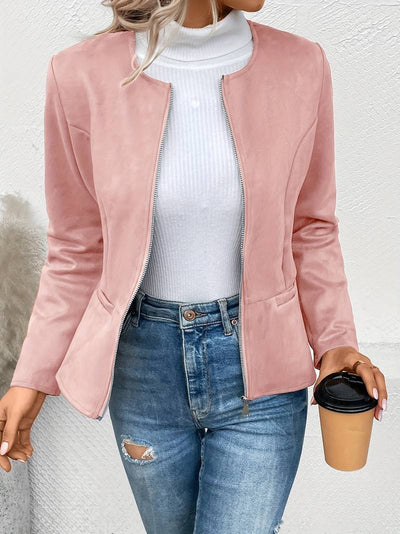 Jacke mit Rundhalsausschnitt und Reißverschluss für Frauen