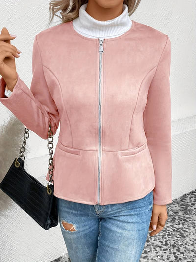 Jacke mit Rundhalsausschnitt und Reißverschluss für Frauen