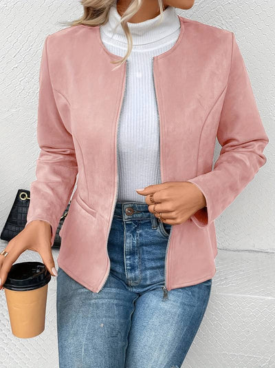 Jacke mit Rundhalsausschnitt und Reißverschluss für Frauen
