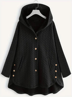 TARA – Damen-Wintermantel – Eleganter Gefütterter Mantel mit Kapuze in Schwarz