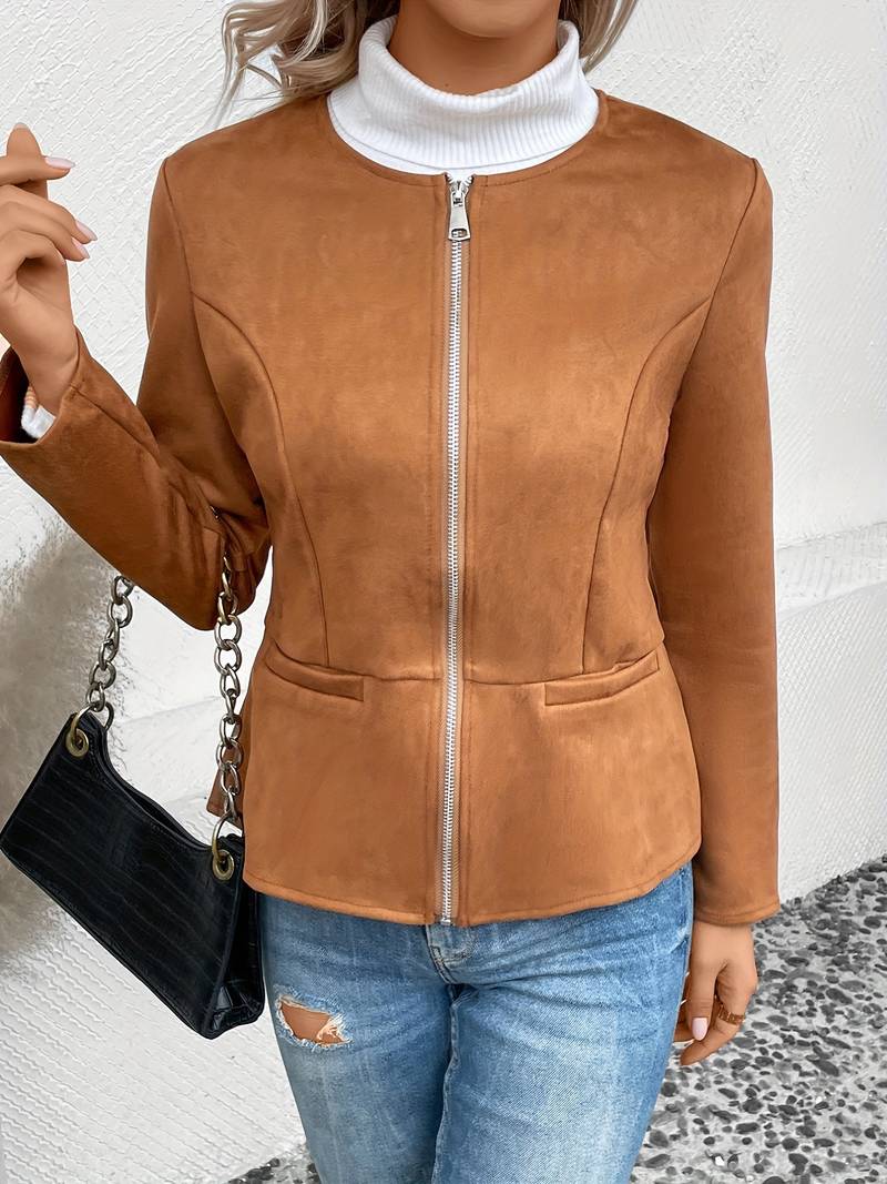 Jacke mit Rundhalsausschnitt und Reißverschluss für Frauen