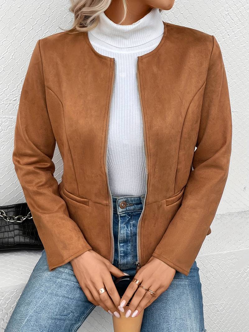 Jacke mit Rundhalsausschnitt und Reißverschluss für Frauen