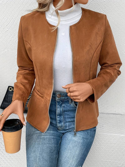 Jacke mit Rundhalsausschnitt und Reißverschluss für Frauen