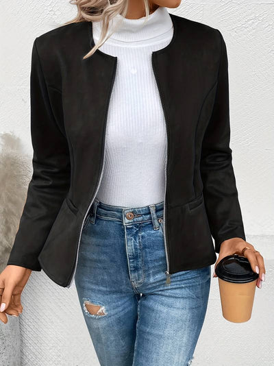 Jacke mit Rundhalsausschnitt und Reißverschluss für Frauen