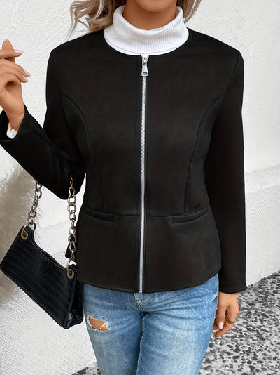 Jacke mit Rundhalsausschnitt und Reißverschluss für Frauen