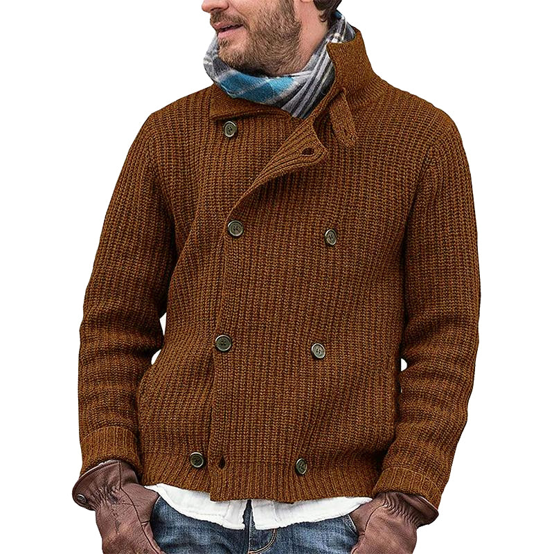 Einfarbige Strickjacke mit Knopfleiste für Männer