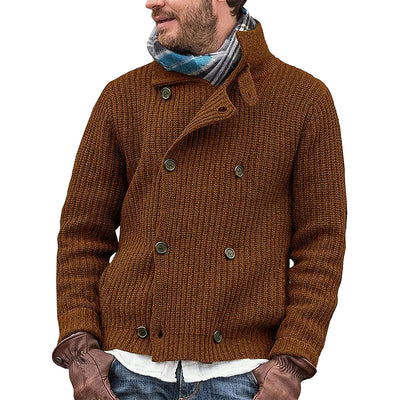 Einfarbige Strickjacke mit Knopfleiste für Männer
