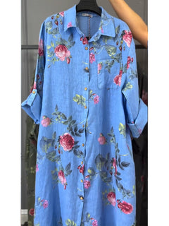 Jovie - Premium-Hemdblusenkleid aus Leinen in Himmelblau