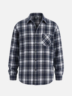 Simon | Herren Kariertes Heritage Flanell Hemd in Marineblau